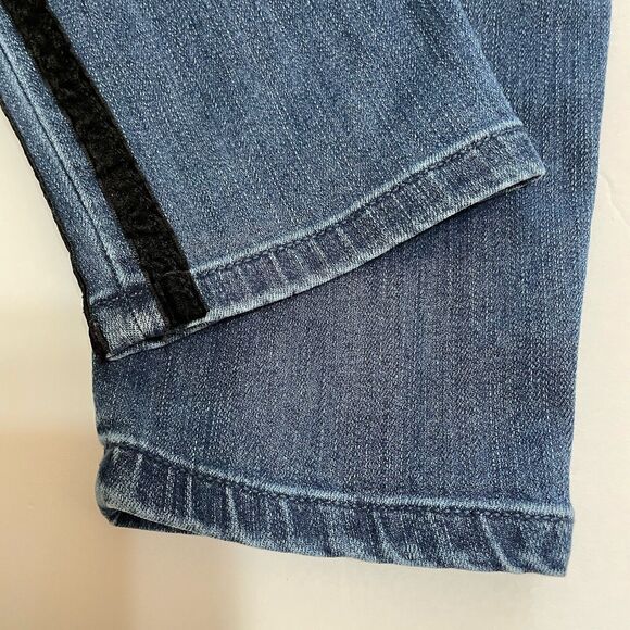 Ann Taylor Velvet Stripe THE SKINNY Jeans Size 10 Blue Mid Rise Stretch Denim - Picture 7 of 10